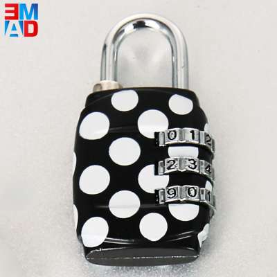 Fancy design cute 3 digit combination floral printed padlock