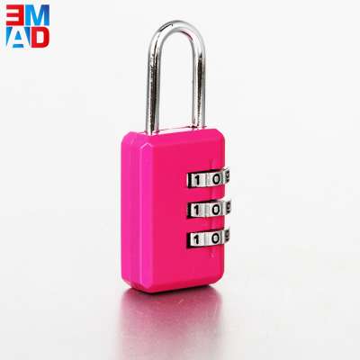 Lovely pink cute zinc metal luggage combination cheap code lock with 3 number