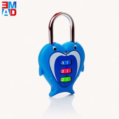 Lovely 3 digital combination keyless animal shaped promotional cartoon code lock for children