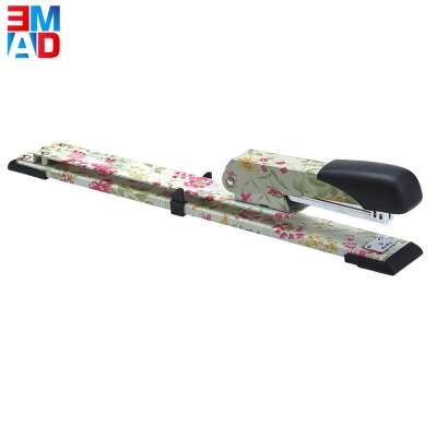 Jumbo office metal 20 sheets flower printed long arm nose stapler long reach magazine stapler