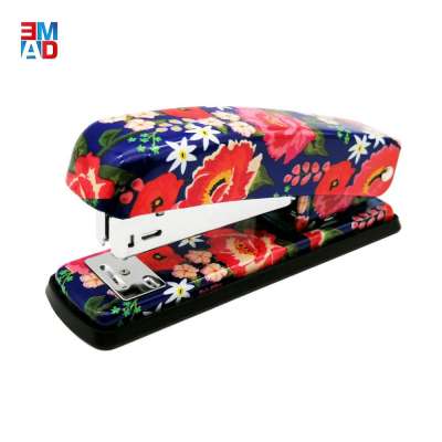 New office flower design desktop standard 20 sheets paper manual metal stationery floral printed stapler