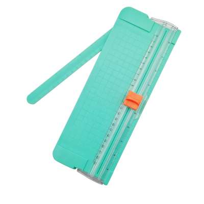 Office custom logo 10 sheets A5 office manual mini rotary paper cutter trimmer with pull out ruler for paper cut